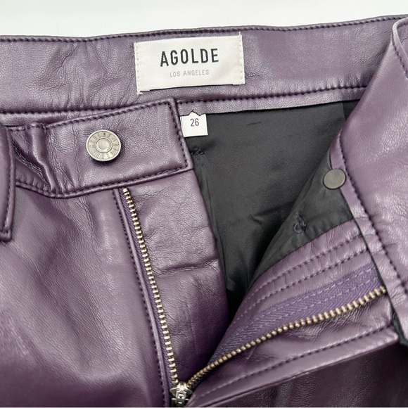 Agolde Recycled Leather 90's Pinch Waist Pants in Nightshade - Picture 13 of 16